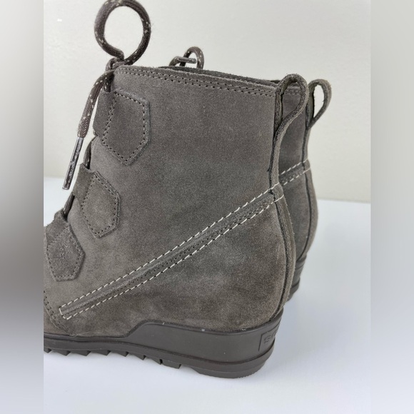 Sorel Women's 9 Evie Lace Major Boot Grey Suede Wedge Heel Weatherproof Gorpcore - Picture 7 of 16